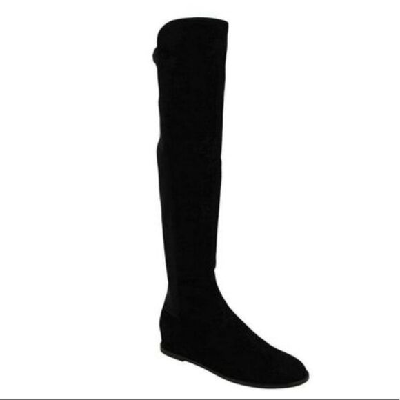 🎁NEW Stuart Weitzman Mainline Black Suede OTK Boots w/Hidden Wedge US 10🎁 - Picture 1 of 7